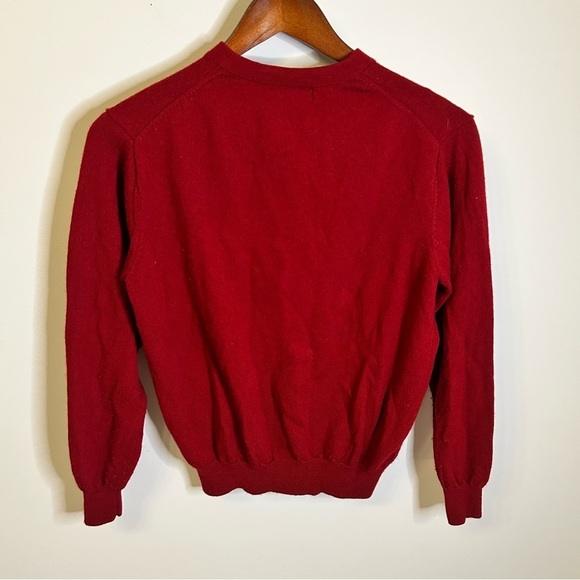 Garret Scott| Sweater V-Neck Pure Merino Wool | Soft Warm | Red | Size S - Picture 4 of 7